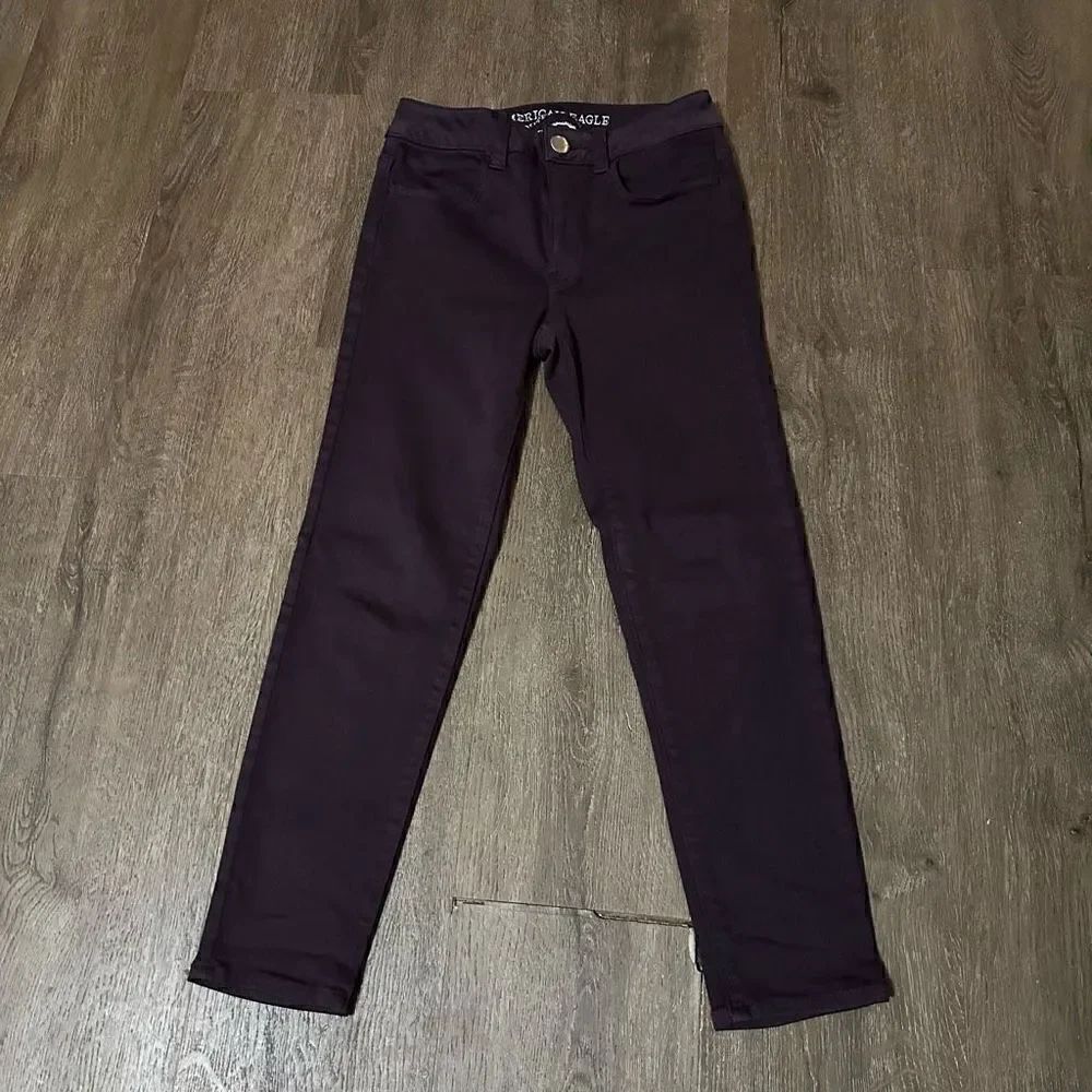 American Eagle Hi Rise Jegging Crop Jenas Womens Size 0 Purple Super Stretch